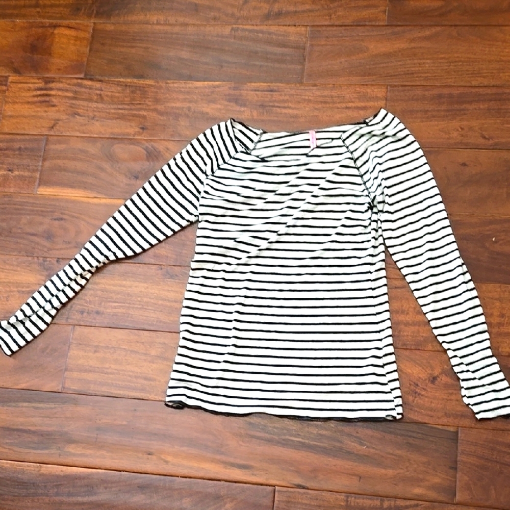 Eight Sixty Black and White Striped Long Sleeve Top